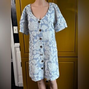 Anthropologie Waverly Grey Vanessa woman MD embroidery floral Print Button Dress